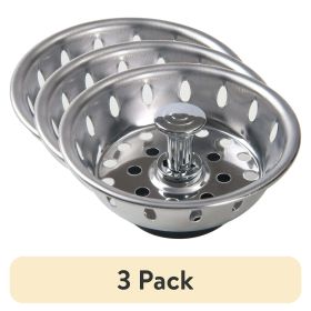 (3 pack) Stainless Steel Deluxe Kitchen Sink Strainer Silver for 3.5" Drains